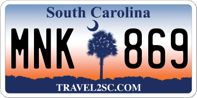 SC license plate MNK869