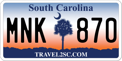 SC license plate MNK870