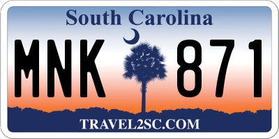 SC license plate MNK871