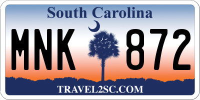 SC license plate MNK872