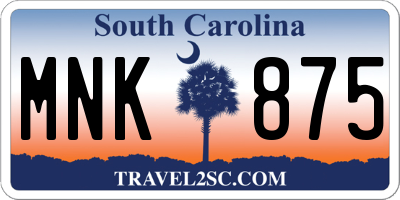 SC license plate MNK875