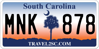 SC license plate MNK878