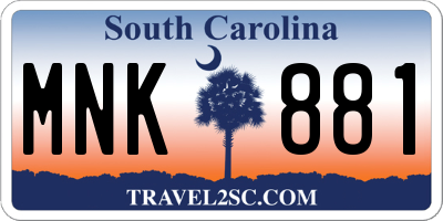 SC license plate MNK881