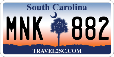 SC license plate MNK882