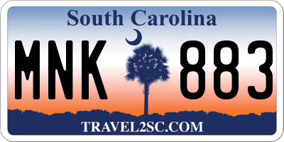 SC license plate MNK883