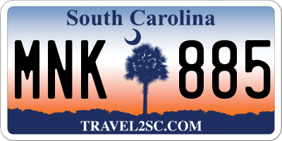 SC license plate MNK885