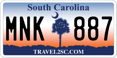 SC license plate MNK887