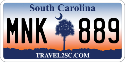 SC license plate MNK889