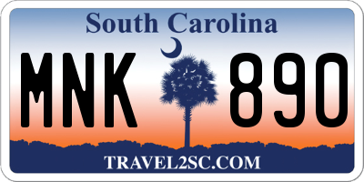 SC license plate MNK890