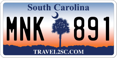 SC license plate MNK891