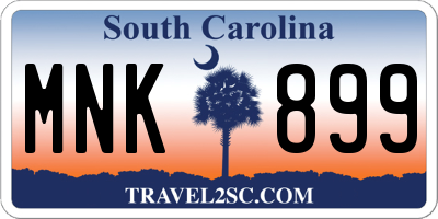 SC license plate MNK899