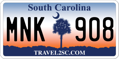 SC license plate MNK908