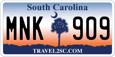 SC license plate MNK909