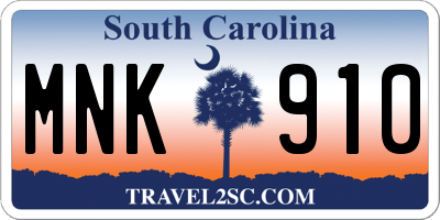 SC license plate MNK910