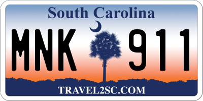 SC license plate MNK911