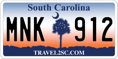 SC license plate MNK912