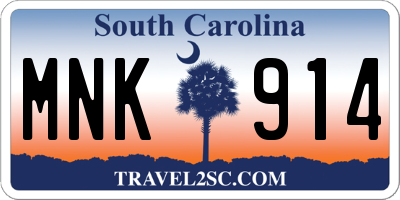 SC license plate MNK914