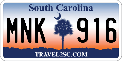 SC license plate MNK916