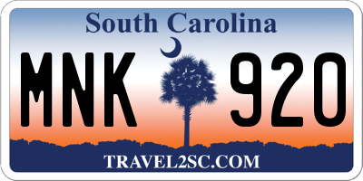 SC license plate MNK920