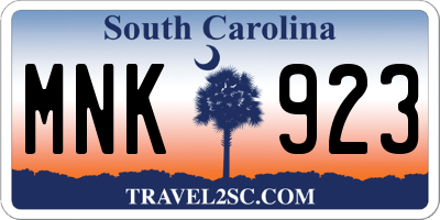 SC license plate MNK923