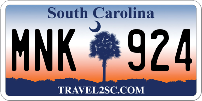 SC license plate MNK924