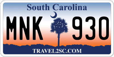 SC license plate MNK930