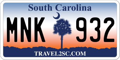 SC license plate MNK932