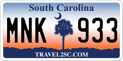 SC license plate MNK933
