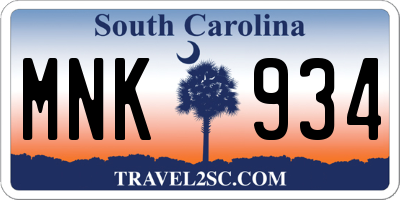 SC license plate MNK934