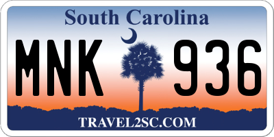 SC license plate MNK936