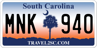 SC license plate MNK940