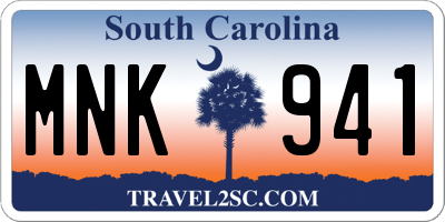 SC license plate MNK941