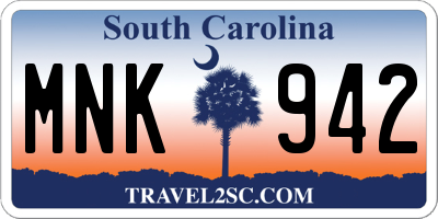 SC license plate MNK942