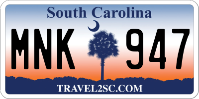 SC license plate MNK947