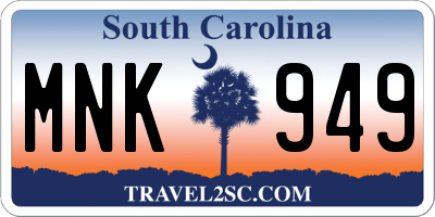 SC license plate MNK949