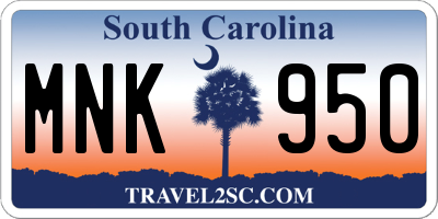 SC license plate MNK950