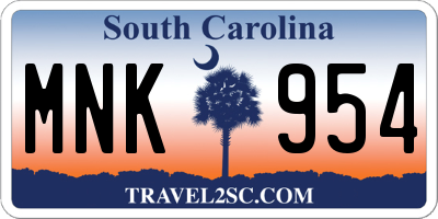 SC license plate MNK954