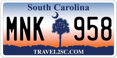 SC license plate MNK958