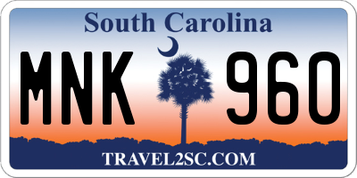 SC license plate MNK960