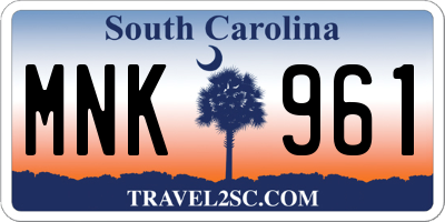 SC license plate MNK961