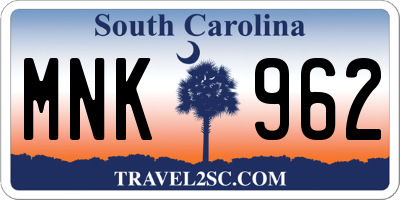 SC license plate MNK962