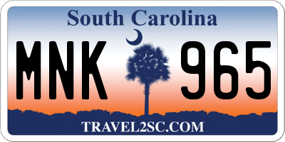 SC license plate MNK965