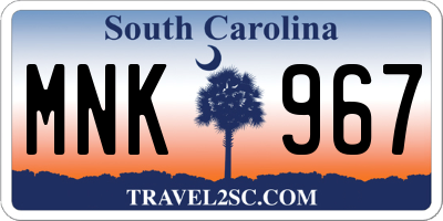 SC license plate MNK967