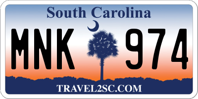 SC license plate MNK974