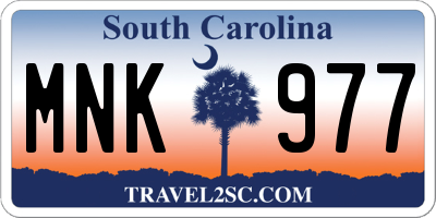 SC license plate MNK977