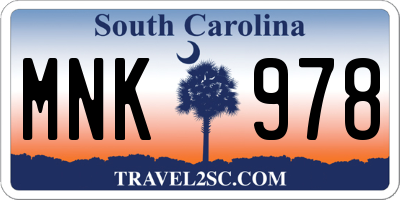 SC license plate MNK978
