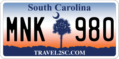 SC license plate MNK980