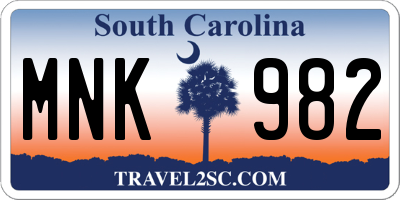 SC license plate MNK982