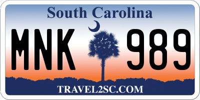 SC license plate MNK989