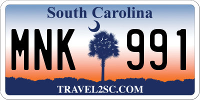 SC license plate MNK991